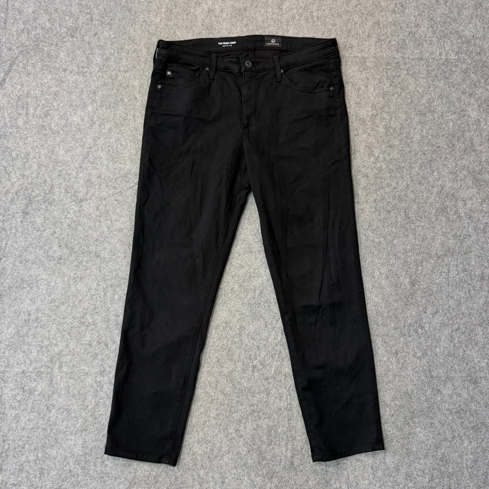 AG Adriano Goldschmied Black Denim Prima Cigarette Crop Jeans Women's Size 30